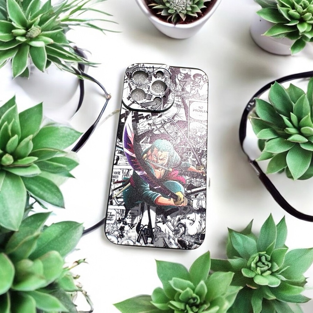 Anime Graphic Phone Case - Black and White